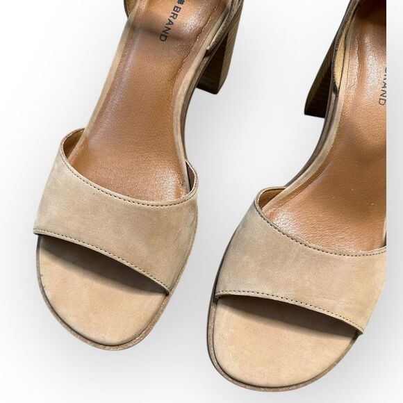 Lucky Brand Heels Women’s 10.5 Solinio Nude Suede Square Toe Sandals - Picture 5 of 8
